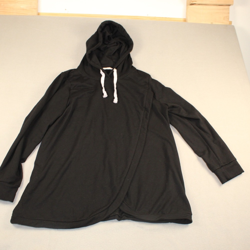 Hello Miz Hoodie Wrap Front Nursing Maternity Medium Black Long Sleeve Pullover